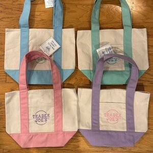 4 Pc Trader Joe’s Mini Pastel Canvas Tote Bag 2025
